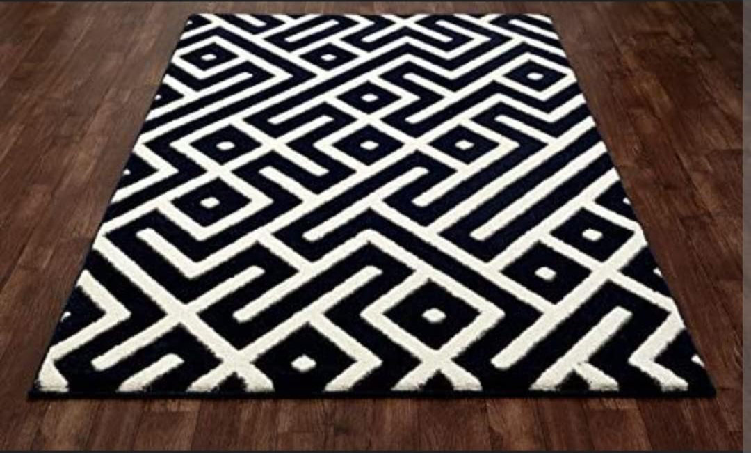 Handmade Modern Black & White Woolen Carpet