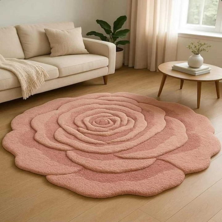 Rose Irregular Shape Woolen Carpet