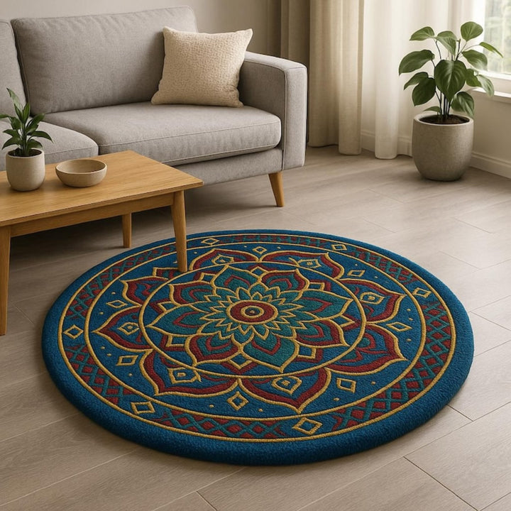 Hand Tufted Round Shape Woolen Carpet