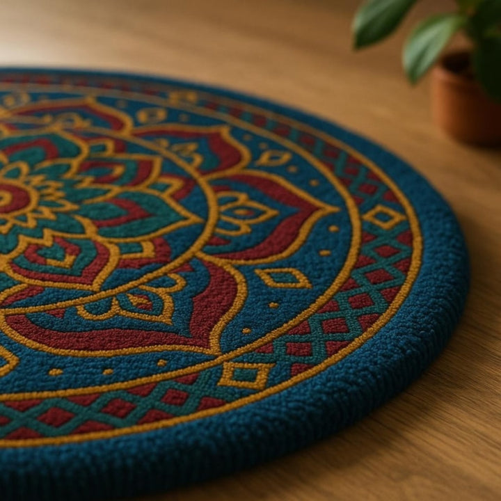 Hand Tufted Round Shape Woolen Carpet