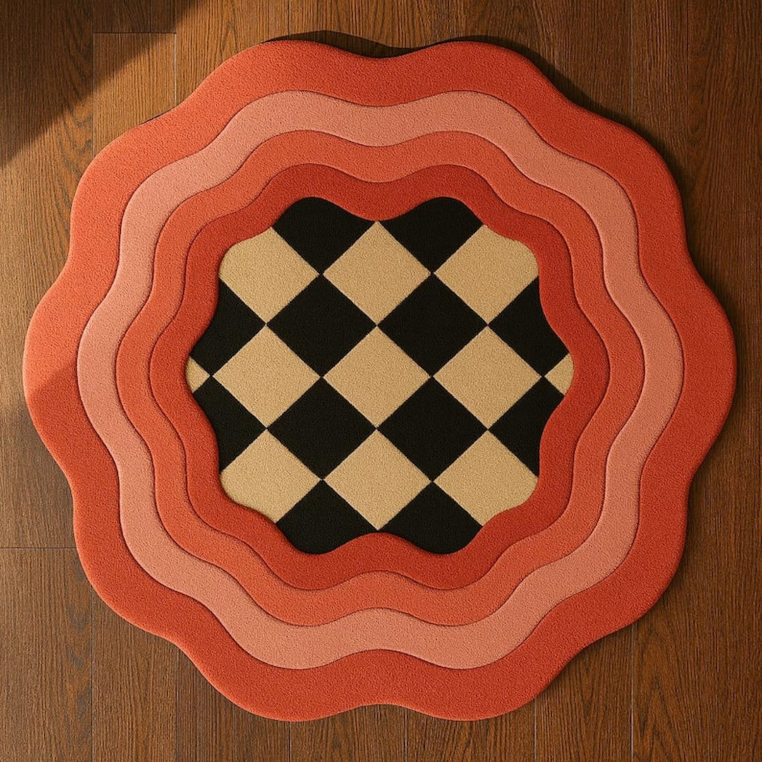 Chess Irregular Shape Woolen Carpet