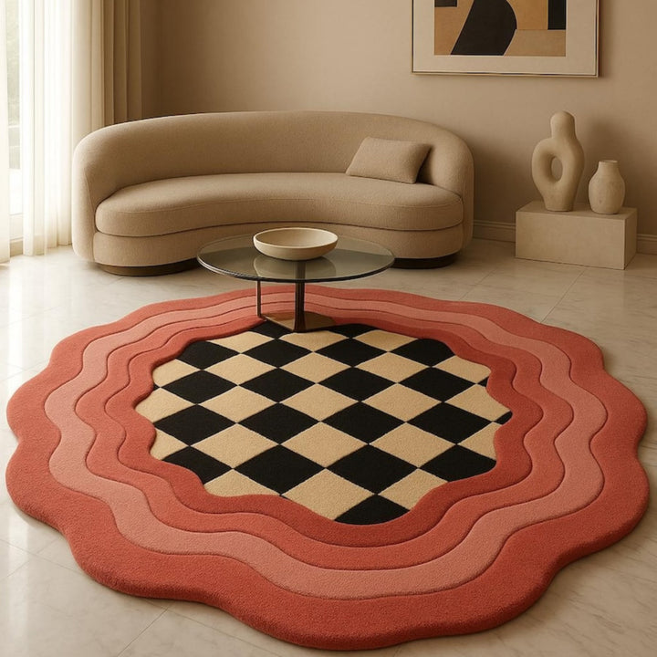 Chess Irregular Shape Woolen Carpet