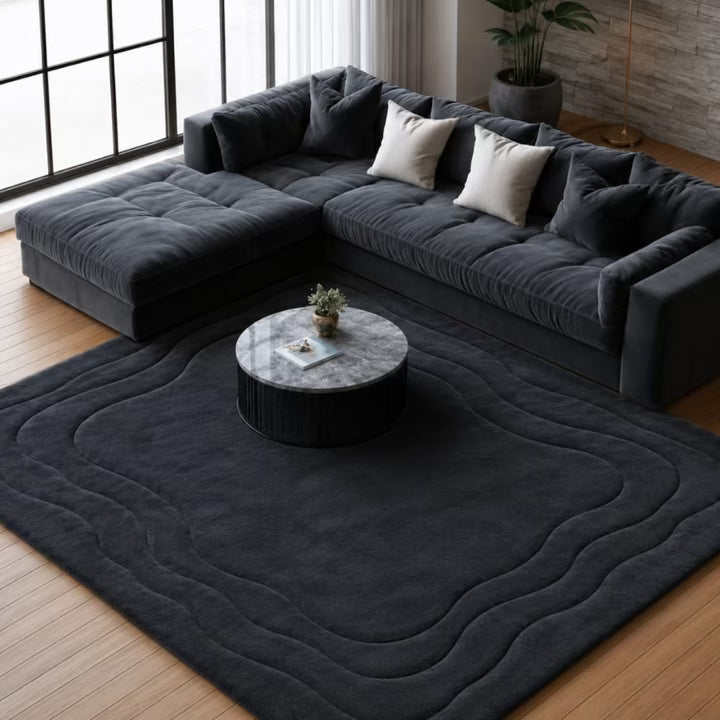 Hand Tufted Modern Charcoal Grist Woolen Carpet
