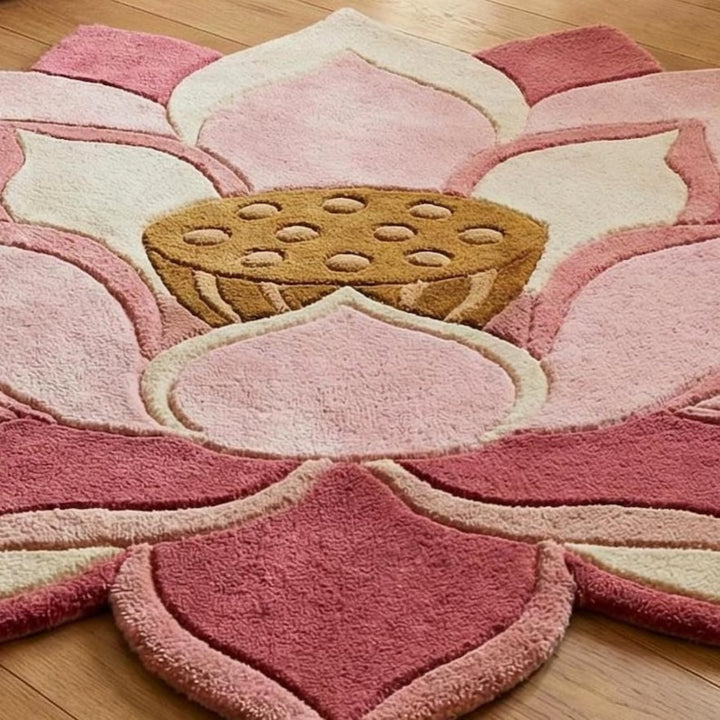 Lotus Irregular Shape Woolen Carpet
