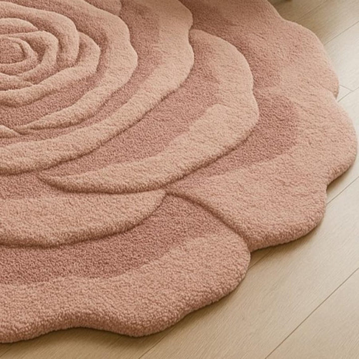 Rose Irregular Shape Woolen Carpet