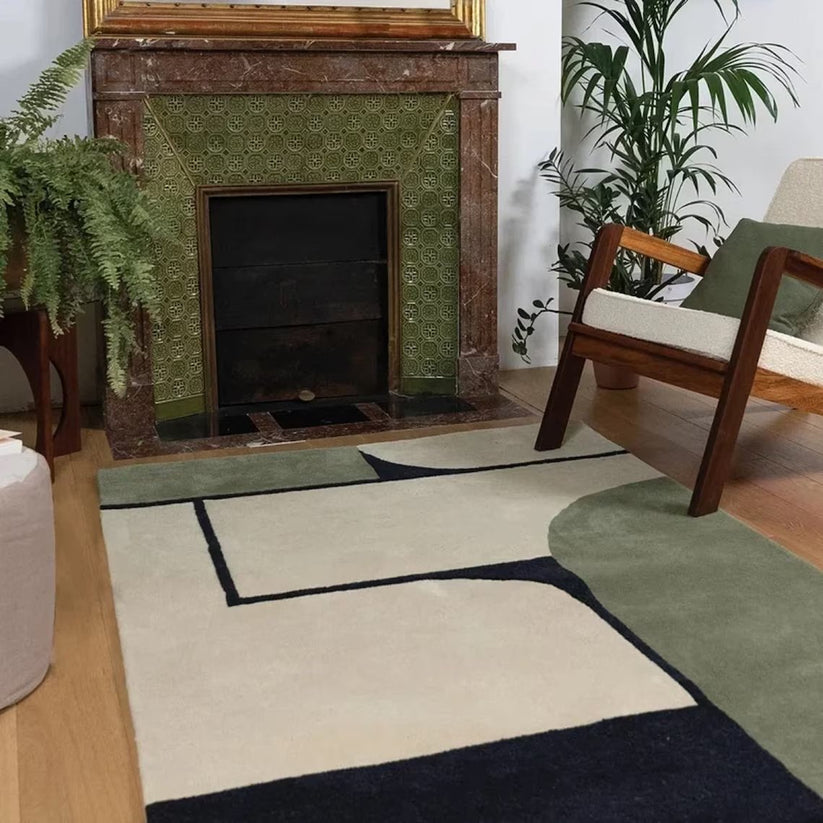 Hand Tufted Modern Green Shade Woolen Carpet