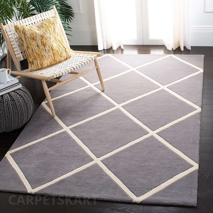Handmade Woolen Modern Grey Carpet