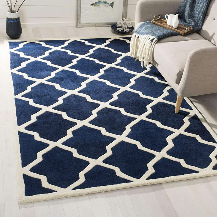 Handmade Modern Blue Shade Woolen Carpet