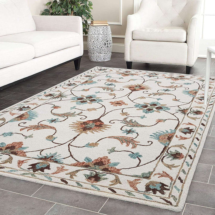 Handmade Persian Luxurious Ivory Woolen Carpet