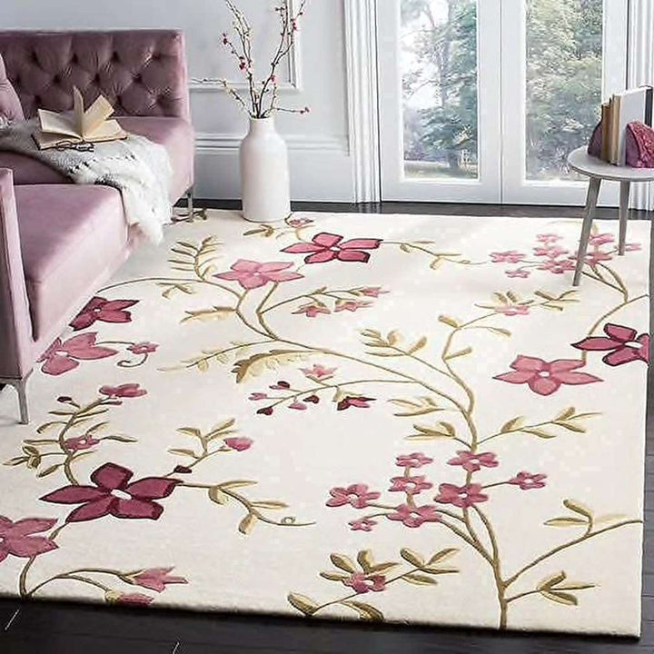 Hand Tufted Floral Tree Wool Carpet