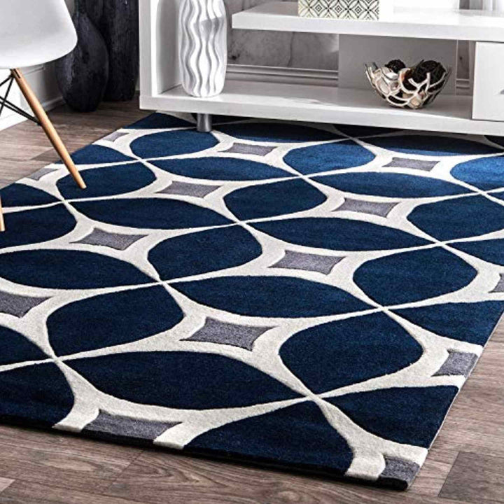 Handmade Modern Blue Woolen Carpet
