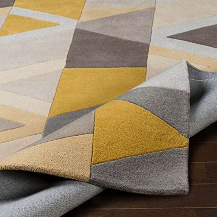 Hand Tufted Modern Yellow Grey Woolen Carpet