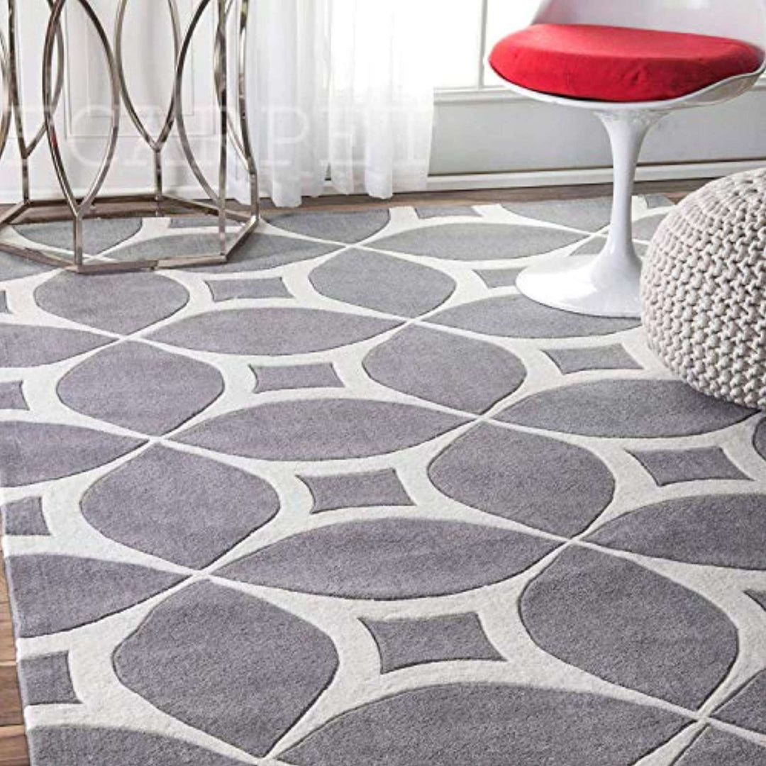Handmade Modern Woolen Grey Carpet