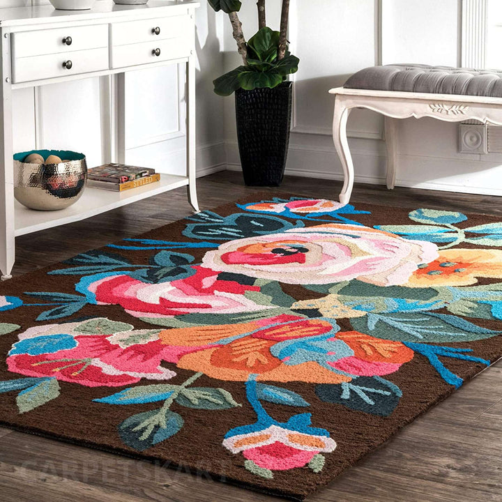 Handmade Woolen Floral Carpet