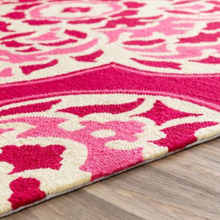 Hand Tufted Floral Pink Woolen Carpet