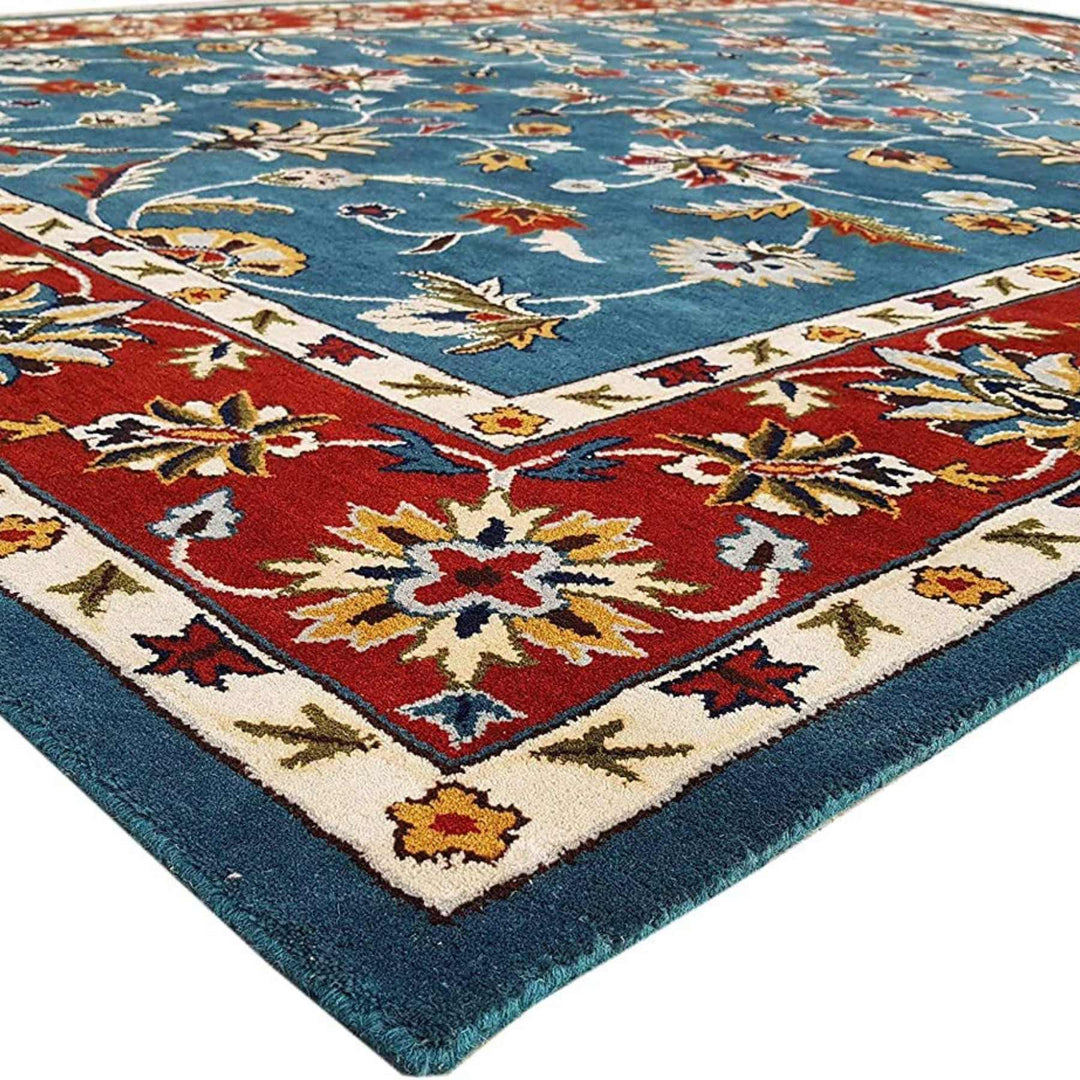 Handmade Persian Red Blue Texture Carpet
