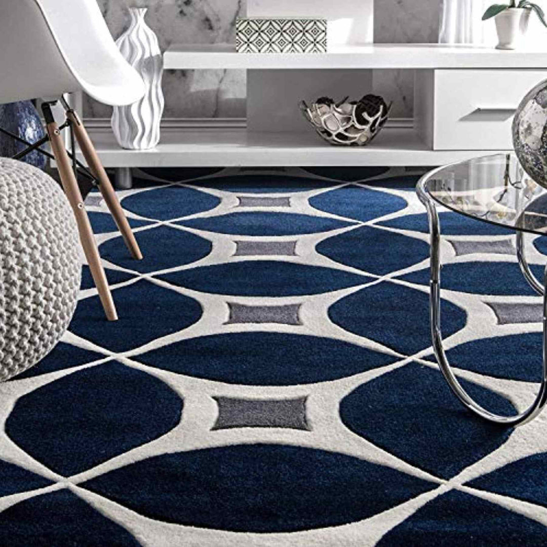 Handmade Modern Blue Woolen Carpet