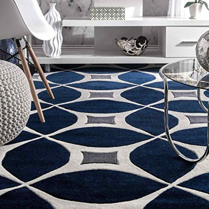 Handmade Modern Blue Woolen Carpet
