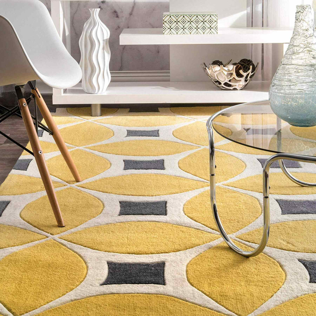 Handmade Modern Yellow Woolen Carpet