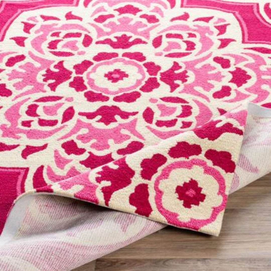 Hand Tufted Floral Pink Woolen Carpet